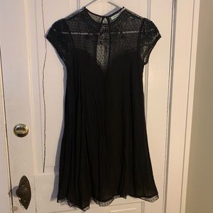 Black mini dress from UO with sheer lace detail